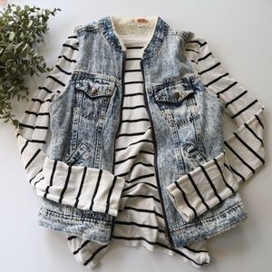 36 Point 5 Faux Fur Denim Vest 100% Cotton